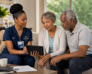 Elderly parent receiving compassionate home care in Trinidad and Tobago